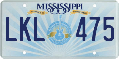 MS license plate LKL475