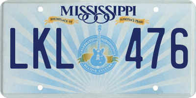MS license plate LKL476