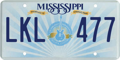 MS license plate LKL477