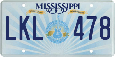MS license plate LKL478