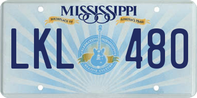 MS license plate LKL480