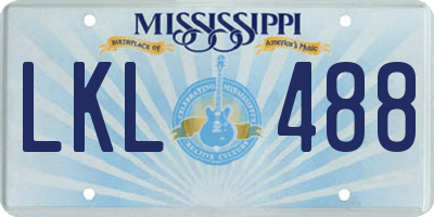 MS license plate LKL488