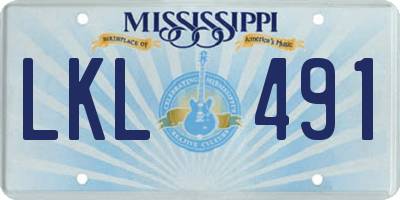 MS license plate LKL491
