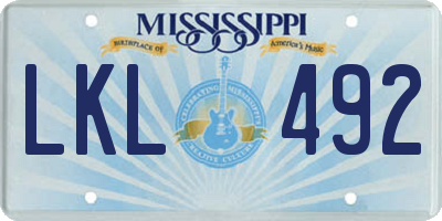 MS license plate LKL492