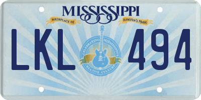 MS license plate LKL494