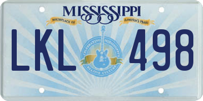 MS license plate LKL498