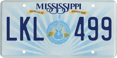 MS license plate LKL499