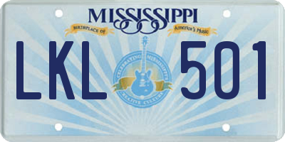 MS license plate LKL501