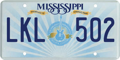 MS license plate LKL502