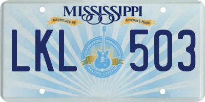 MS license plate LKL503
