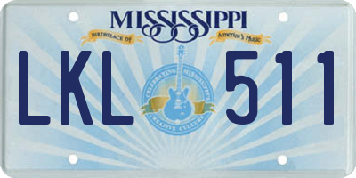 MS license plate LKL511