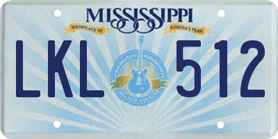 MS license plate LKL512