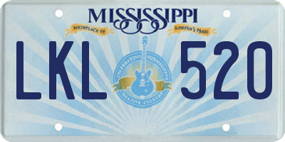 MS license plate LKL520