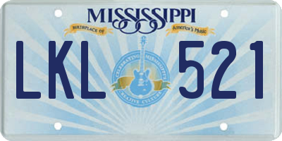MS license plate LKL521