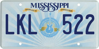MS license plate LKL522