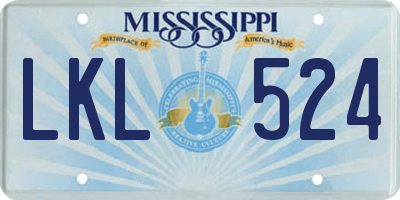 MS license plate LKL524