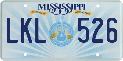MS license plate LKL526