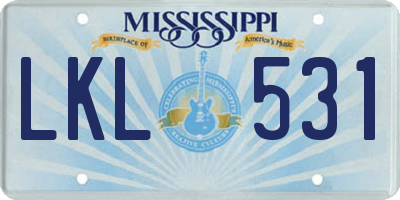 MS license plate LKL531