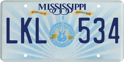 MS license plate LKL534