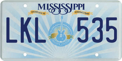 MS license plate LKL535