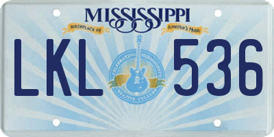 MS license plate LKL536