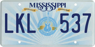 MS license plate LKL537