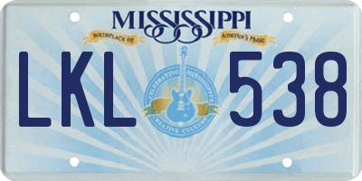 MS license plate LKL538