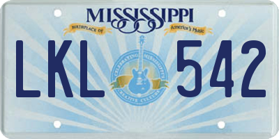MS license plate LKL542