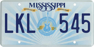 MS license plate LKL545