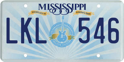 MS license plate LKL546