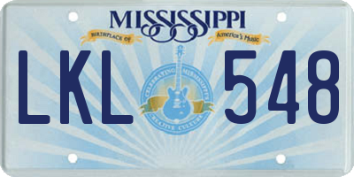 MS license plate LKL548