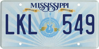 MS license plate LKL549