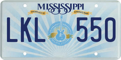 MS license plate LKL550