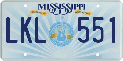 MS license plate LKL551