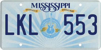 MS license plate LKL553