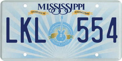 MS license plate LKL554