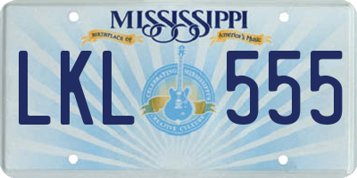 MS license plate LKL555