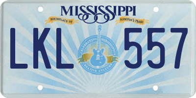 MS license plate LKL557