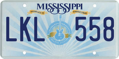 MS license plate LKL558