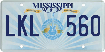 MS license plate LKL560