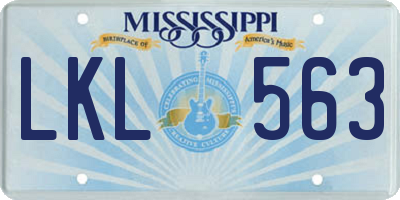 MS license plate LKL563