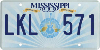 MS license plate LKL571