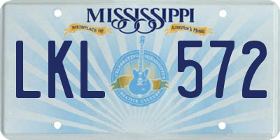 MS license plate LKL572