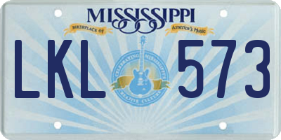 MS license plate LKL573