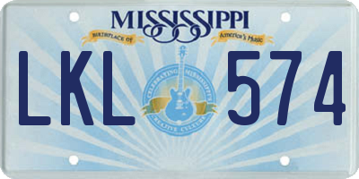 MS license plate LKL574