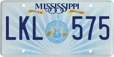 MS license plate LKL575