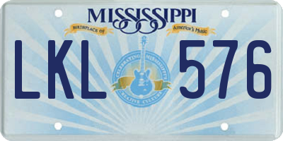 MS license plate LKL576