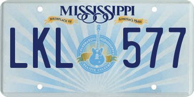 MS license plate LKL577