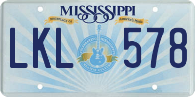 MS license plate LKL578