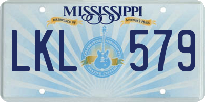 MS license plate LKL579